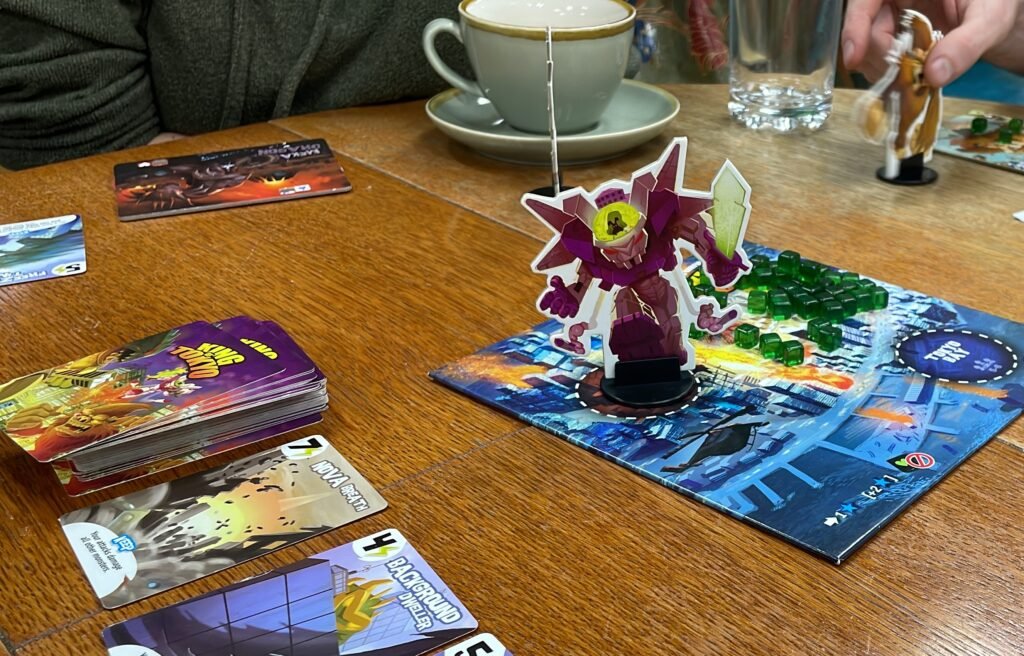 The board game King of Tokyo being played