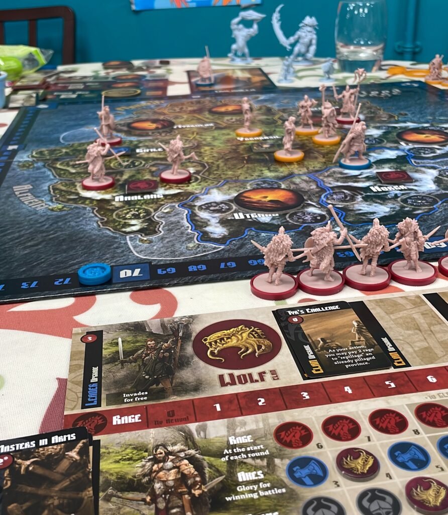 The board game Blood Rage being played