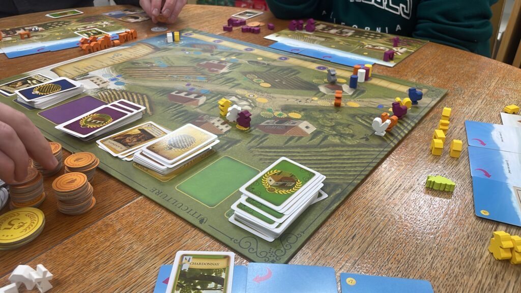 The board game Viticulture being played