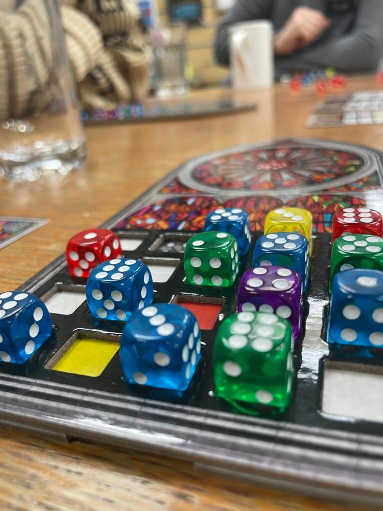 The board game Sagrada being played